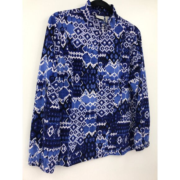 Chico's Zenergy Lightweight Zip Stretch Mock Neck Jacket Blue 2 (12) - Picture 2 of 5